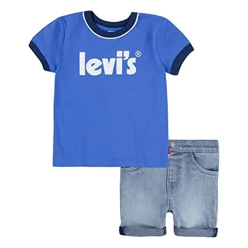 Produktbild: Levi's Kids ringer tee and short set Baby Jungen Blau - Palace Blue 24 Monate