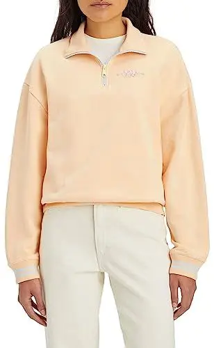 Produktbild: Levi's Women's Graphic Rue 1/4 Zip Crewneck Sweater, Crew Boxy Logo Almond Cream, M