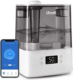 Produktbild: LEVOIT 6L Luftbefeuchter Top-Fill Humidifier Wlan 28dB mit APP & Alexa Steuerung, Auto & Schlafmodus, Ultra Leise 60H Ultraschall Raumluftbefeuchter mit Kinderzimmer Schlafzimmer bis 47m², Grau