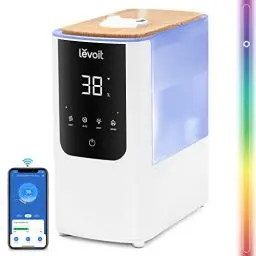 Produktbild: LEVOIT Smart Luftbefeuchter, Warm-/Kalter Nebel max 550 ml/h, 4,5L Humidifier bis 40㎡ 45H, 26dB Aroma Raumbefeuchter mit Nachtlicht für Schlafzimmer Kinderzimmer und Pflanzen, Exklusiv bei Amazon,Weiß