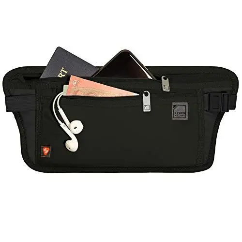 Produktbild: Lewis N Clarks RFID-Blocking Waist Stash Geldgürtel, Schwarz