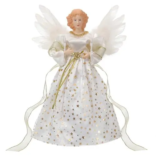 Produktbild: Lewondr Christbaumspitze Engel, 12 Zoll Glitzernd Weihnachtsdeko Weihnachten Baumspitze mit 8 Modi, USB-betrieben Fernbedienung Tannenbaum Spitze für Weihnachtsbaum Weihnachten Party Innen, Goldene