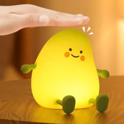 Produktbild: Lewondr Mango Nachtlicht Kinder, Niedlich Weich Silikon Dimmbar Touch Nachttischlampe mit Timer & 2 Helligkeiten, Wiederaufladbar LED Lampe für Baby Mädchen Jungen Kinder Kinderzimmer Nachttisch, Grün