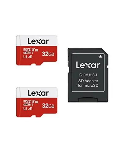 Produktbild: Lexar Micro SD Karte 32GB 2er Pack, Speicherkarte Micro SD mit SD Adapter, Bis zu 100 MB/s Lesegeschwindigkeit, UHS-I, U1, A1, V10, C10, microSDHC Memory Card