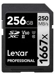 Produktbild: Lexar Professional 1667x SD Karte 256GB, Speicherkarte SDXC UHS-II, Bis zu 250 MB/s Lesen, Class 10, U3, V60, SD für Professionelle Fotografen, Videofilmer, Enthusiasten (LSD256CB1667)