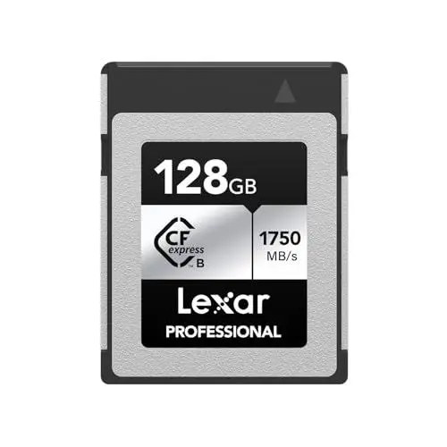 Produktbild: Lexar Professional SILVER Series 128GB CFexpress Karte, Typ B CFe Karte, bis zu 1750MB/s Lesegeschwindigkeit, CF Karte mit PCIe Gen3x2, kompatibel mit DSLR, rückwärts mit XQD Kamera(LCXEXSL128G-RNENG)