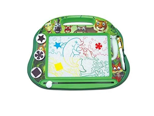 Produktbild: Lexibook Magische magnetische Tiermotiven-Zeichentafel, Magnettafel für Kinder, künstlerisches kreatives Spielzeug für Mädchen und Jungen, Stift und Magnete, Grün, CRANX550