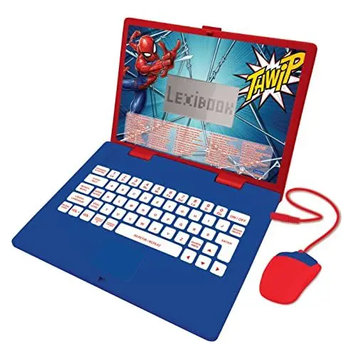 Produktbild: Lexibook JC598SPi2 Maus Marvel Spiderman, pädagogisches und zweisprachiges Laptop, portugiesisch/englisch, Spielzeug mit 124 Aktivitäten zum Lernen, Spielen und Musik, Blau/Rot