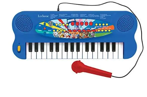 Produktbild: Lexibook, Paw Patrol, Elektronisches Keyboard mit Mikrofon, 32-Tasten-Klavier, Mikrofon zum Singen, 22 Demo-Songs, batteriebetrieben, blau/rot, K703PA