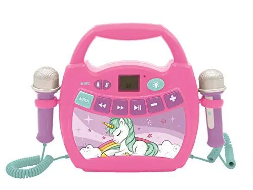 Produktbild: Lexibook, Einhorn, Tragbarer Karaoke-Digitalplayer für Kinder, Mikrofone, Lichteffekte, Bluetooth®, Aufnahme- und Stimmwechselfunktionen, Pink, MP320UNIZ