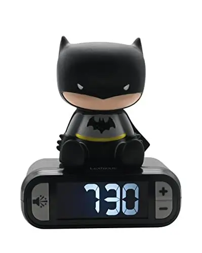 Produktbild: Lexibook, Batman, Wecker mit Nachtlicht, Sounds und Melodien, LCD-Bildschirm mit Hintergrundbeleuchtung, Leuchtanzeige, Schlummerfunktion, Schwarz, RL800BAT