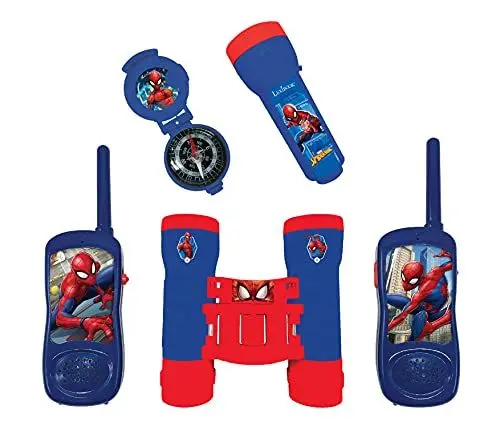 Produktbild: Lexibook, Spider-Man, Abenteurer-Set für Kinder, Walkie-Talkies 120m, Fernglas, Kompass, Taschenlampe, blau/rot, RPTW12SP