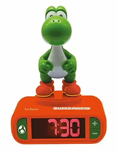 Produktbild: Lexibook, Super Mario, Yoshi Nachtlicht-Wecker, Klänge und Melodien, LCD-Hintergrundbeleuchtung, leuchtend, Schlummerfunktion, Orange, RL800NI1