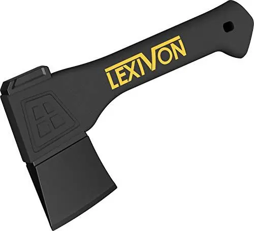 Produktbild: LEXIVON Axt 23cm aus Stahl der Grade A, mit verstärktem Griff eingespritztem Fiberglas, stoßdämpfendem, rutschfestem, die Griff umschlossen und überformt, inklusive Klingen Schutz