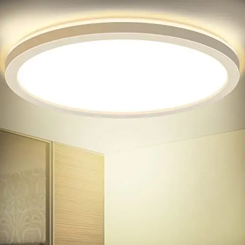 Produktbild: LEZOE LED Deckenleuchte Flach, 18W Deckenlampe LED 4000K 1800LM, 2.5cm Ultra Dünn Panel mit Hinterleuchtung, IP54 Led Lampe für Badezimmer Flur Schlafzimmer Keller Balkon Küche Wohnzimmer Ø22cm