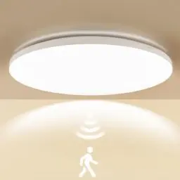 Produktbild: LEZOE LED Deckenleuchte mit Bewegungsmelder, 18W 2450LM 136Lm/W Radar LED Deckenlampe 4000K, IP54 Feuchtraumleuchte Sensorlampe Für Badezimmer, Garage, Treppen, Keller, Flur, Balkon, Diele Bad Ø30cm