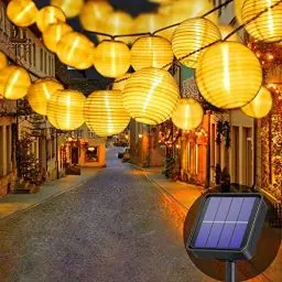 Produktbild: Lezonic Solar Lichterkette Lampion Außen, 8 Meter 30 LED Laternen 8 Modi Wasserdicht Beleuchtung für Garten, Balkon, Hof, Hochzeit,Weihnachten,Party Deko (Warmweiß)