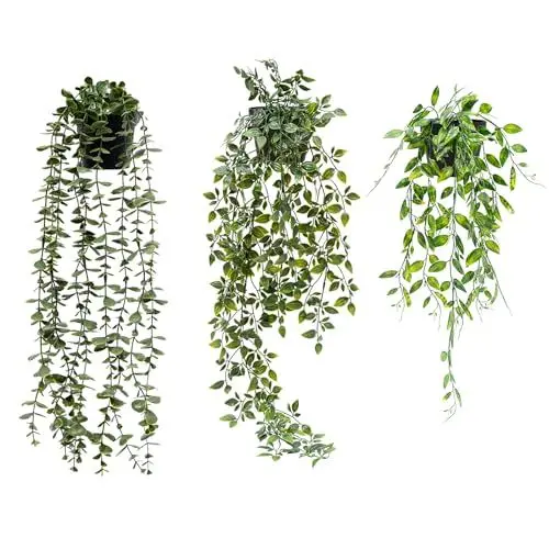 Produktbild: LFBEST Kunstpflanzen HäNgend mit Topf, 3 Stück Efeu Künstlich,Künstliche Pflanzen Wie Echt,Kunstpflanzen Hängend,Künstliche Hängepflanzen für Indoor Outdoor DraußEn Garten Deko