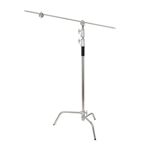Produktbild: Lfhelper Schwerlast Lichtstativ Licht Reflektor C Stativ C-förmiger Ständer 149-330cm verstellbar, 100% Edelstahl mit 127cm Galgenarm Boom Arm für Fotostudio Aufnahmestudio Softboxen Regenschirm