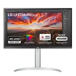Produktbild: LG 4K UHD Monitor 27UP85NP-W.BEU 68,4 cm - 27 Zoll, IPS-Panel, AMD FreeSync, VESA DisplayHDR 400, schwarz weiß, 400 cd/m², Schwarz / Weiß