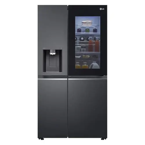 Produktbild: LG Electronics GSXV90MCDE Side-by-Side mit InstaView Door-in-Door | Craft Ice | Eis-, Crushed Ice- und Wasserspender | 635 Liter Kapazität | Festwasseranschluss | Schwarz