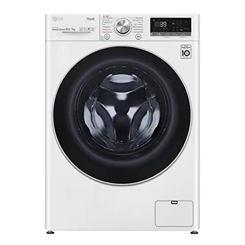 Produktbild: LG V7WD107H2E, Klasse E, Frontlader-Waschtrockner 10,5 - 7 kg, 1400 U/min, AI Direct Drive, Wi-Fi, Tiefenreinigung mit Dampf, TurboWash, Größere Kapazität, 62 x 60 x 85 cm ꟷ Weiß