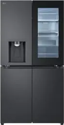 Produktbild: LG GMG960EVEE, Klasse E, 638 L, Side-by-Side Kühlschrank mit InstaView, Total No Frost, Crushed Ice -, Eis- & Wasserspender mit UVnano, Festwasseranschluss, DoorCooling+, Wi-Fi ꟷ Essence Black Steel