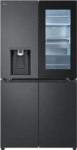 Produktbild: LG GMG960EVEE, Klasse E, 638 L, Side-by-Side Kühlschrank mit InstaView, Total No Frost, Crushed Ice -, Eis- & Wasserspender mit UVnano, Festwasseranschluss, DoorCooling+, Wi-Fi ꟷ Essence Black Steel
