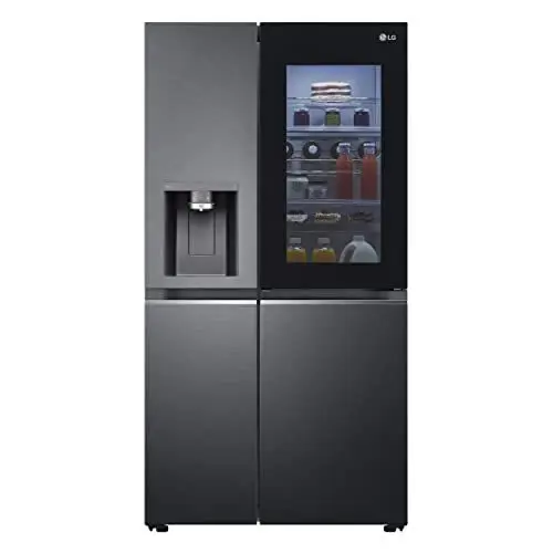 Produktbild: LG GSXV91MCAF, Klasse F, 635 L, Side-by-Side Kühlschrank mit InstaView, Total No-Frost mit Gefrierfach, Crushed Ice- Wasserspender mit UVnano, DoorCooling+, LINEARCooling, Wi-Fi ꟷ Matte Black