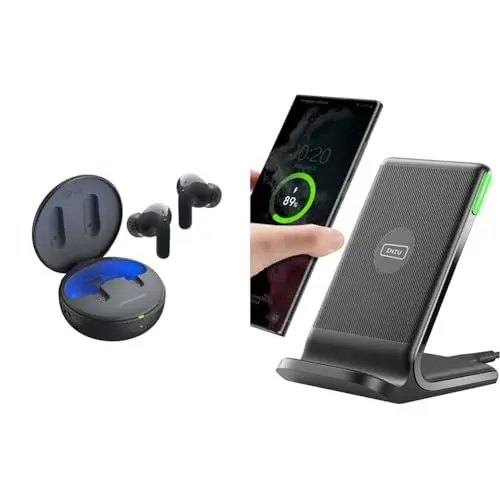 Produktbild: LG Tone Free DT90Q In-Ear Bluetooth Kopfhörer mit Dolby Atmos-Sound & INIU Wireless Charger Stand