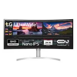 Produktbild: LG UltraWide Curved QHD+ Monitor 38WN95CP-W 95,29 cm - 38 Zoll, AH-IPS-Panel, AMD FreeSync, HDR10, Weiß/Silber