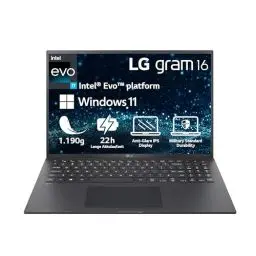 Produktbild: 2023 LG gram 16 Zoll Notebook - 1,190g Intel Core i7 Prozessor (16GB LPDDR4x RAM, 512GB SSD, 80h Akkulaufzeit, Intel Iris Xe Graphics, Win 11 Home) - Schwarz