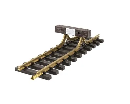 Produktbild: LGB – Oldtimer-Prellbock – 10320, gerades langes Gleiselement, Gleiserweiterung für Gartenbahn, Gleismaterial, Zubehör, Spur G, Maßstab 1:22,5