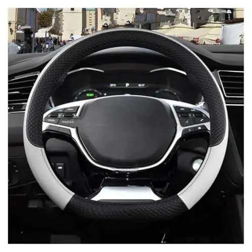Produktbild: LGLDAMUHX Auto Lenkradbezug Für Baic Für Bejing BJ30 BJ40 BJ60 BJ80 BJ90 X5 X7 EU5 EU7 U5 U7 D50 D60 X25 Auto Lenkrad Abdeckung PU Leder Auto Zubehör Lenkradschoner(D Shape White)