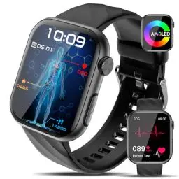Produktbild: Lgnitek Neu Smartwatch EKG+HRV/Harnsäure/BMI/𝐁𝐥𝐮𝐭𝐳𝐮𝐜𝐤𝐞𝐫/Bluetooth Anrufe 1.97'' AMOLED Smartwatch mit SOS-Notruf, 24H Herzfrequenz SPO2 Blutdruck Schlafmonitor Fitnessuhr für Android/iOS