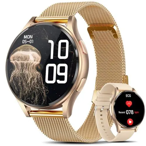 Produktbild: Lgnitek Smartwatch Damen mit EKG+HRV/ΒΙυtｚυcker/BMI/Harnsäure, Rund 1,43