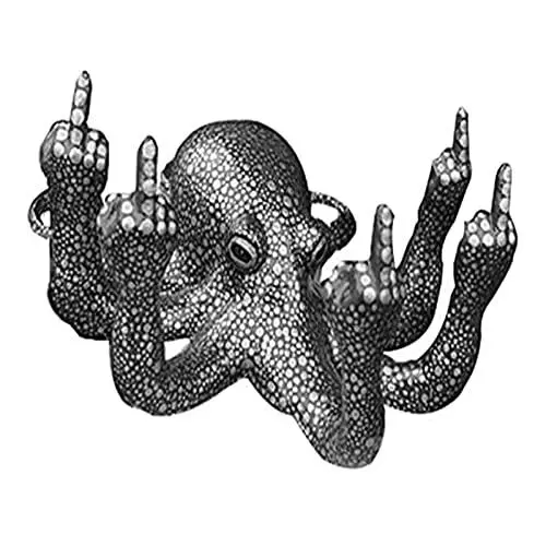 Produktbild: LGYKUMEG Mittelfinger Oktopus Statue Mini Oktopus Skulptur Leuchtende Oktopus Figuren Kreative Mittelfinger Tierverzierungen Coole Dekoration Für Haus Garten Büro Bar,4,72 X 5,12zoll,Schwarz