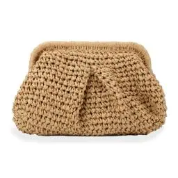 Produktbild: LHHMZ Stroh Clutch Geldbörse für Damen Strohknödel Clutch Gewebter Strohsack Sommer Strandtasche Stroh Schulter Handtasche