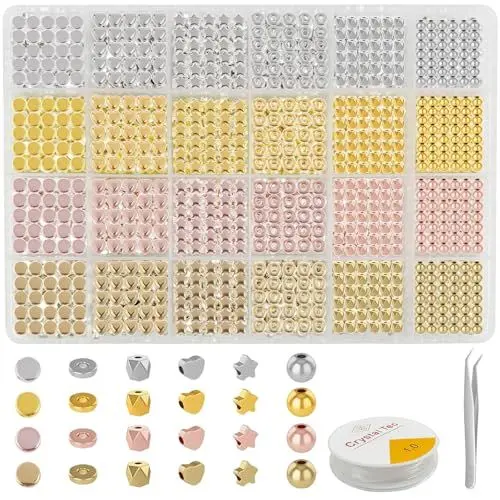 Produktbild: LHOEST Perlen für Armbänder Erwachsene Kinder 2160 Stück Armband Perlen Set Armbänder Selber Machen Perlen zum Auffädeln Ketten Selber Machen Set Armband Bastelset Mädchen DIY Bracelet Making Kit