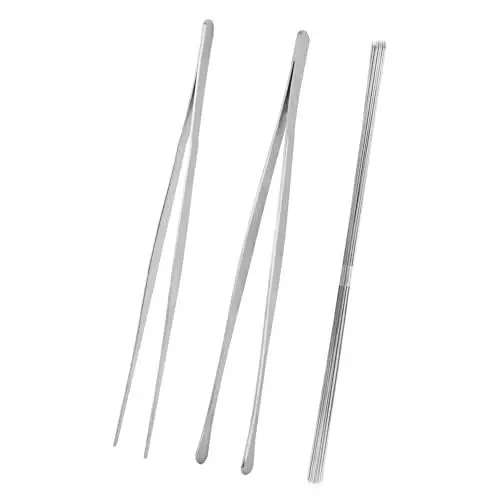 Produktbild: LHOEST Kochpinzette Edelstahl 30 CM 22 Stück Küchenpinzette rund Spitz Grillpinzette Edelstahl Fleischzange Koch Pinzette Küche Lange Grillpinzette mit Grillspieße edelstahl Kochen Zubehör für Kochen