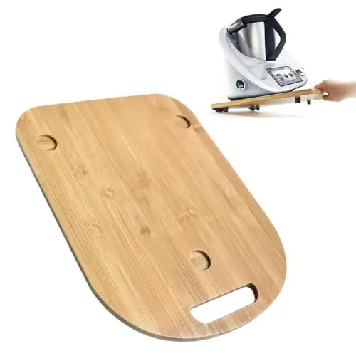 Produktbild: LHOEST Gleitbrett für Thermomix TM5 TM6 Rollbrett für Thermomix TM6 TM5 Zubehör für Thermomix Gleitbrett mit Rollen Rollbrett Holz gleitbrett für Thermomix Brett mit Rollen
