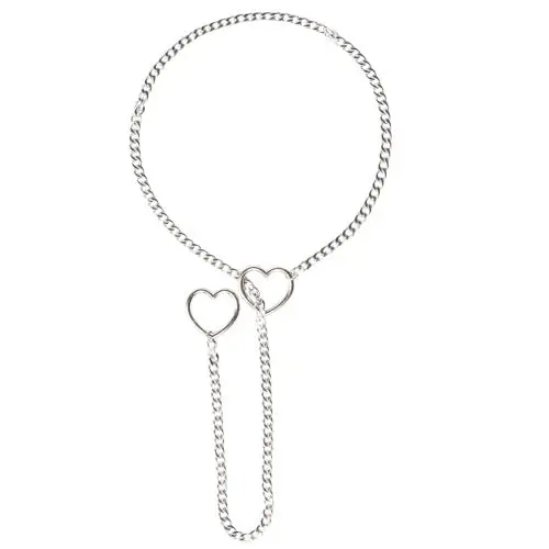 Produktbild: LHOEST Herz Slip Kette Damen Männer, Slip Chain Necklace, Punk Lariat Kette, Flexi Herz Halskette, Love Heart Necklace für Anhänger Elegant Herzkette