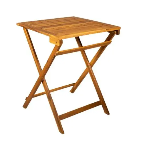 Produktbild: Liadomo Blossom Gartentisch aus Akazienholz, Klapptisch, Balkontisch, Holztisch, platzsparend klappbar, natürliches Design, geschliffen und geölt