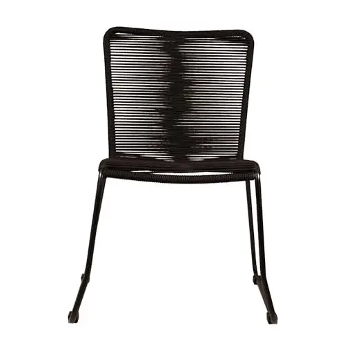 Produktbild: Liadomo ISRA Gartenstuhl, Balkonstuhl, Outdoor-Stuhl, Stapelstuhl, Seilbespannung, Rope, Metallrahmen, Anti-Kratz Gleiter, stapelbar, Seilbespannung schwarz