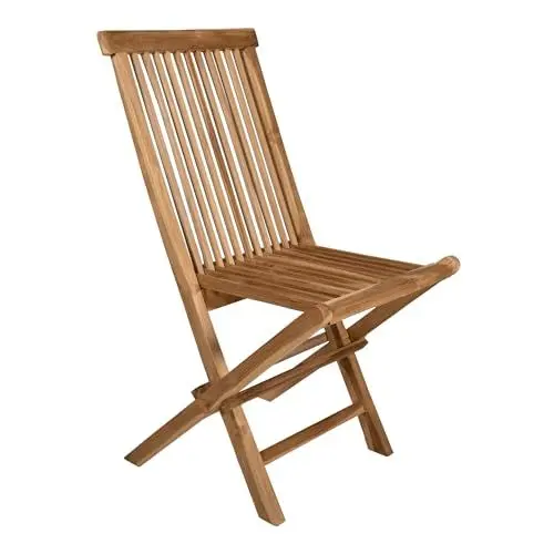 Produktbild: Liadomo Menorca Klappstuhl, Balkonstuhl, Gartenstuhl, Teakholz, platzsparend klappbar, geschliffen, unbehandelt