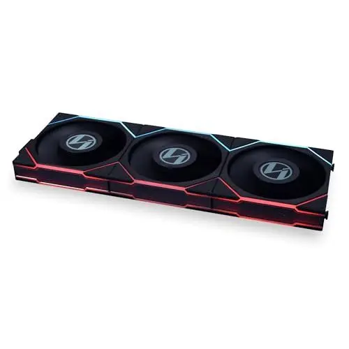 Produktbild: Lian Li UNI FAN TL LCD Series Lüfter, Dreierpack, Inklusive Controller, Standard Blade, Daisy-Chaining, Fluid Dynamic Bearing, 120mm, Schwarz