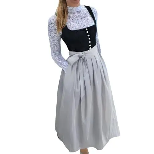 Produktbild: liangp Dirndl Damen midi Trachtenrock Trachtenkleid Damen Dirndlschürze 2 teilig Dirndl-Komplettsets für Oktoberfest Trachtenmode Kleid