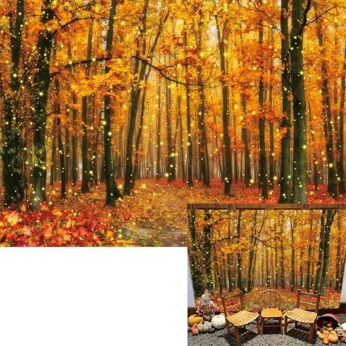 Produktbild: LIANNE 2,1 x 1,5 m Herbst Golden Forest Backdrop Herbst Baum Gelb Ahorn Hintergrund Thanksgiving Ernte Hochzeit Urlaub Foto-Shooting-Zubehör