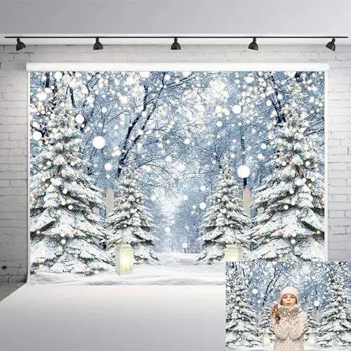 Produktbild: LIANNE 2,1 x 1,5 m Winterwald-Hintergrund, Schnee, Kiefernbaum, warm, Weihnachten, Schneeflocke, Wunderland, Hochzeit, Urlaub, Party, Fotostudio, Requisite