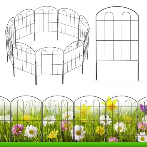 Produktbild: LIANTRAL Dekorativer Gartenzaun, 28 Stück, 61 cm (H) x 9 m (L), rostfreier Metalldrahtzaun, Bordüre, Tierbarriere, Blumeneinfassung für Landschaft, Terrasse, Hof, Outdoor, gewölbt